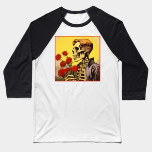 Creepy Skeleton Flower Cartoon Vintage Baseball T-Shirt